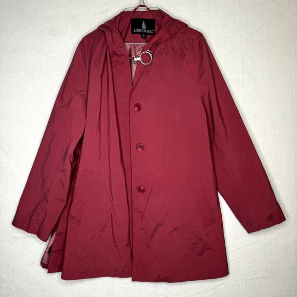 London Fog Pink Trench Raincoat with Hood Women's Size Medium - Picture 1 of 13